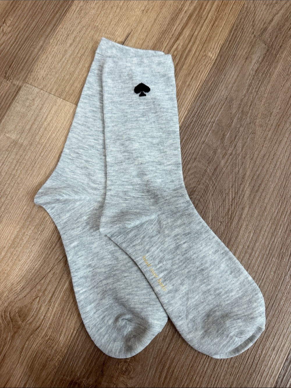 NEW Kate Spade Crew Socks Heather Gray Black Spade Logo Cotton Womens